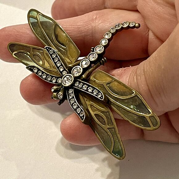 🎊HP🎊Kenneth Jay Lane Stained Glass Dragonfly Brooch - Picture 7 of 7
